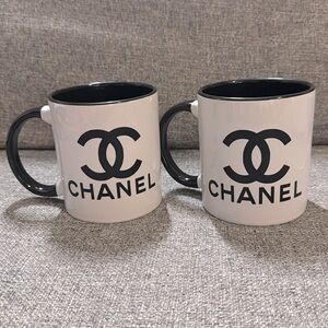 CHANEL Black and White Logo Coffee Mugs
